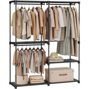 Songmics Armoire ouverte pliable métal noir