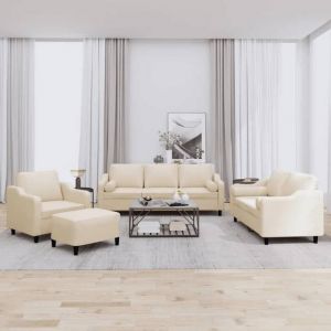 VidaXL Ensemble de canapés 4 pcs avec coussins crème tissu