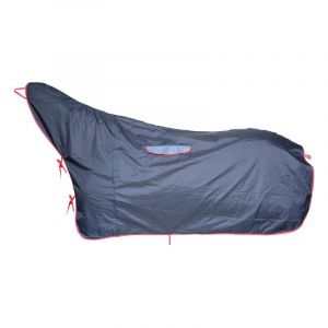 Protech 135 cm, Bleu marine: Couverture imperméable pour cheval avec couvre-cou, passage de support et lacets pour la fermeture