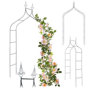 KADAX Pergola de jardin en métal 255 cm, support de fleurs pour rosiers, plantes grimpantes