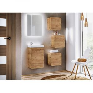 Meublorama - Meuble de rangement salle de bain erbano – Chêne clair – 35x35 cm – 1 porte – à suspendre