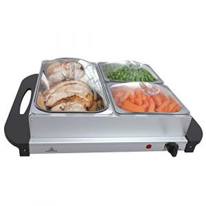 Image de Jago Chauffe-Plats Électrique Modèles au Choix Buffet Server Chafing Dish Bain-Marie Plaque Chauffante 1x 2.5L + 2x 1L - ECOMSOF