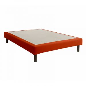 Someo Cache-sommier intégral 100% coton terracotta 160x200 - Orange - Fabriqué en France