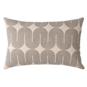 Coussin déhoussable ONDINE 40 x 60 cm – Polycoton imprimé métallisé – Coloris Noir