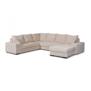 Alcos - Canapé panoramique droit Diana velours beige