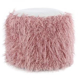 Pouf Rond Imitation Fourrure "Bobtail" 45cm Rose Prix