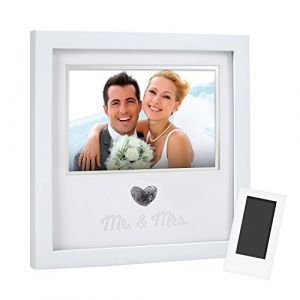 Pearhead Heart Thumbprint Keepsake Photo Frame and Ink Kit, Wedding Registry, Wedding Gift Ideas, Wedding Reception Or Bridal Shower Gifts, 4x6 Photo, White