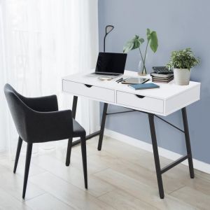 Le Quai Des Affaires - Bureau boston 100 x 48 cm/ Blanc et métal noir/ 100x48x75cm - Blanc