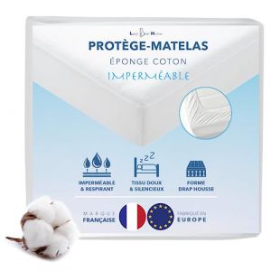 Lazy Bear Home | Alèse 70x140 cm lit Bébé, Protège Matelas bébé Imperméable Eponge Coton Absorbant, Forme Drap Housse | Marque Française, Fabriqué UE