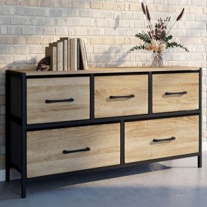 Idmarket Commode 5 tiroirs en tissu UTAH H.55 cm meuble de rangement design industriel