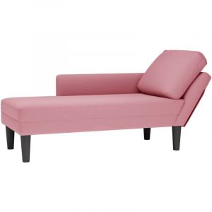 VidaXL Fauteuil long avec coussin et accoudoir droit rose velours