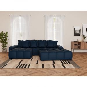 Lisa Design - Adelaide - pouf en tissu texturé - bleu