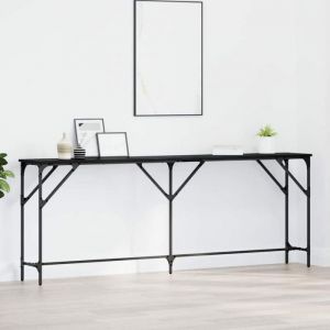 VidaXL Table console Ch&ecirc;ne noir 200 x 29 x 75 cm