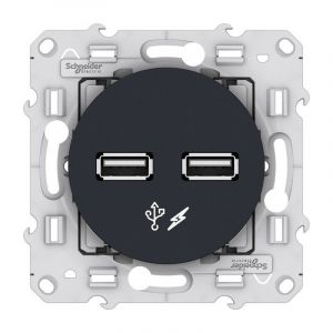 Schneider Electric Prise double USB Odace Anthracite