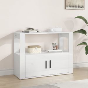 VidaXL Buffet Blanc brillant 80x30x60 cm Bois d'ingénierie