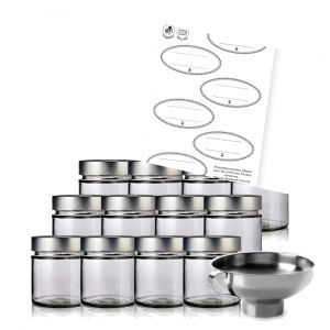 Pack 12 pots de confiture avec couvercles argenté et accessoires