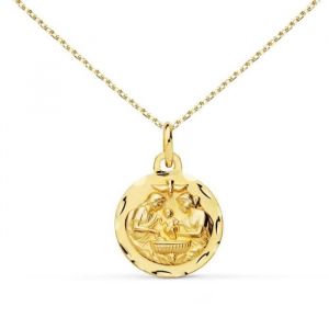 Collier - Médaille Or 18 Carats 750/000 du Baptême Unique - Chaîne Dorée