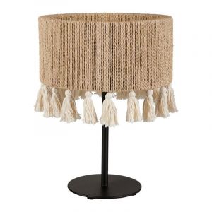 Decoratie Lampe métal coton charlotte noire beige