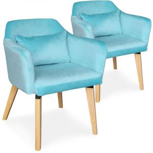 Image de Stanley Lot de 2 chaises / fauteuils scandinaves Shaggy Velours Menthe