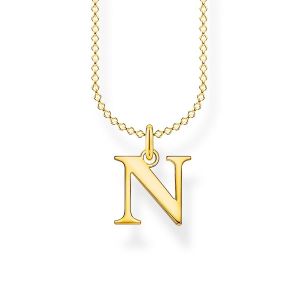 Thomas Sabo Chaîne lettre N or Argent sterling 925, doré or jaune 18 carats Jaune