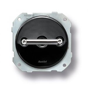 Double poussoir rotation double métal chrome porcelaine noire DO LOW