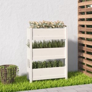 VidaXL Jardinière Blanc 77x25x104,5 cm Bois massif de pin