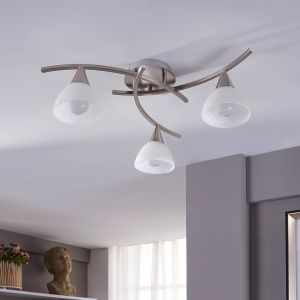 Lindby Della - plafonnier nickel mat, à 3 lampes