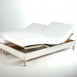 Drap-housse articul&eacute; satin de coton TERTIO -Blanc