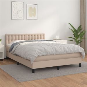 VidaXL Boxspring met matras kunstleer cappuccinokleurig 140x190 cm3141124