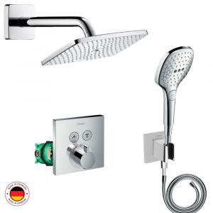 Image de Hansgrohe Corps encastré + Facade + Douche de tête 240 1jet + Coude de raccordement + DouchetteSelect E chromé + Flexible1,60 m