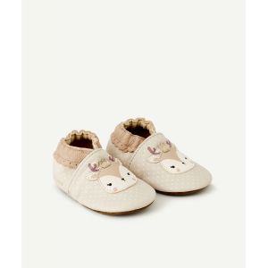 Image de Robeez Chaussons bébé en cuir beige à pois avec renne - 18-24 M - Taille 18-24 M