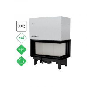 Azura Insert cheminées à bois NADINE BS porte guillotine 2 côtés vitrés, version Droite 17 kW