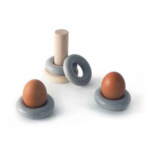 Image de Coquetier en bois et b&eacute;ton - Lot de 4