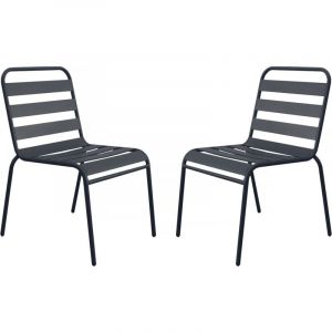 Habitat et Jardin Lot de 2 chaises de jardin en métal empilables 'Bilbao' - Gris