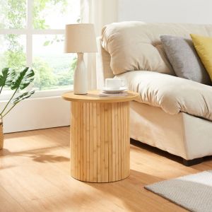 [en.casa] - Table d'appoint Ledepid avec plateau dépassant bambou 40 x 40 cm naturel