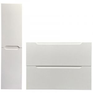 Meuble simple vasque suspendu avec colonne - Blanc - 80 cm - STEFANIE