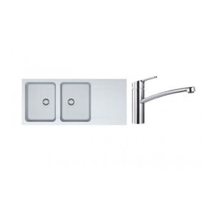 Image de Franke PACK Orion OID621 + Mitigeur Smart à bec - Coloris : Blanc Artic (Moucheté)