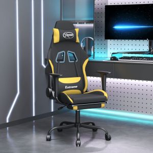 VidaXL Fauteuil de jeu pivotant avec repose-pied Noir et jaune clair