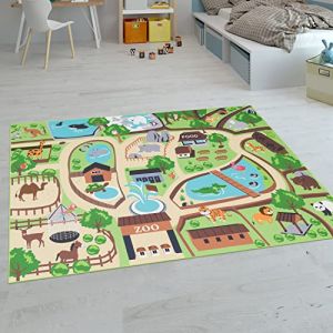 Paco Home Tapis Enfant, Tapis Chambre Jeu Garçon Fille Moderne Antidérapant, Dimension:200 cm carré, Couleur:Beige