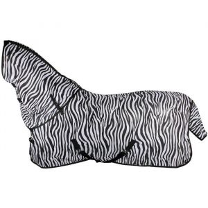 Harry's Horse Couverture anti-mouches pour cheval motif zèbre à col ample