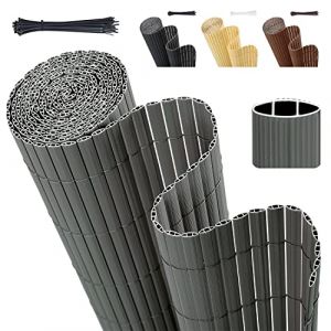 Sekey Brise Vue Balcon, Canisse PVC avec Serre-Câbles, Solide Opaque Imperméable Brise-Vue Jardin Clôture, Facile à Poser, 100 x 400 cm, Gris