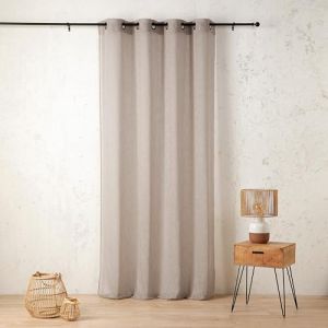 LINDER Voilage uni - Tiss&eacute; et Teint en France - Style Naturel - Coloris Taupe - Finition &oelig;illets Canon de Fusil - Dimensions 160x260cm - 60% Polyester 40% Coton - Collection Cotelia