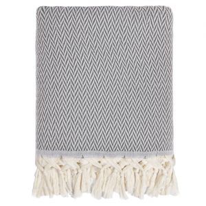 Image de Plaid en Laine & Coton Aspen gris clair