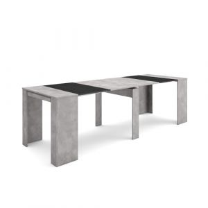 Skraut Home | Table Console Extensible | Console Meuble | 260 | pour 12 Personnes | Table &agrave; Manger | Style Moderne | Ciment