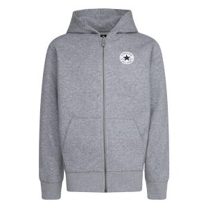 Converse Sweat droit molleton zippé chiné capuche Gris - Couleur Gris - Taille 13-15 ans