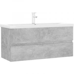 VidaXL Armoire d'&eacute;vier avec lavabo int&eacute;gr&eacute; Gris b&eacute;ton Agglom&eacute;r&eacute;