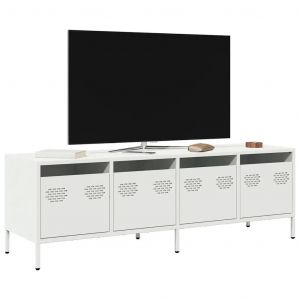 Prolenta Premium - Meuble Tv Blanc 135x39x43,5 Cm Acier Laminé À Froid