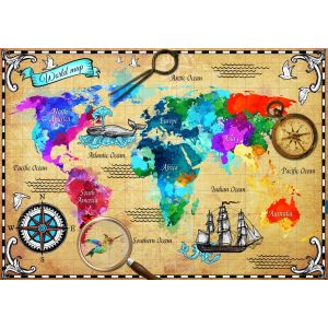 Bluebird Puzzle Colorful World Map