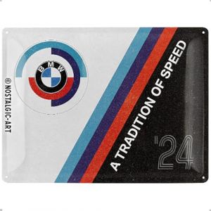Nostalgic-Art Plaque r&eacute;tro, 30 x 40 cm, Official License Product (OLP), BMW Motorsport &ndash; Tradition Of Speed &ndash; Id&eacute;e de cadeau pour fans de BMW, en m&eacute;tal, design vintage