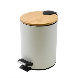 Spirella Poubelle à pédale Acier & Bambou ADONIS 3L Blanc